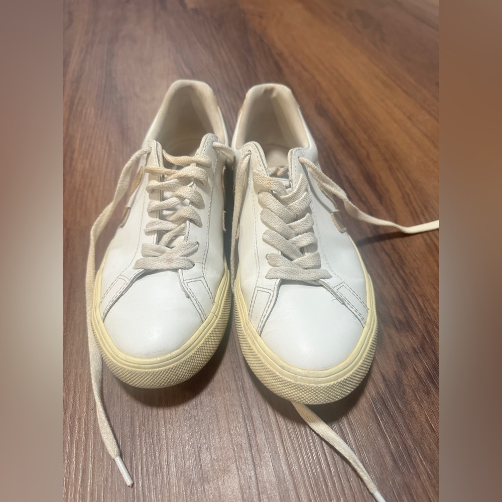 Veja Women's Cream and Gold Sneakers - Picture 3 of 11